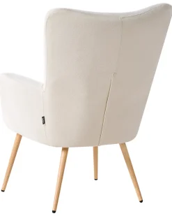 Øreklapstol VEJLE med fodskammel Lys Beige