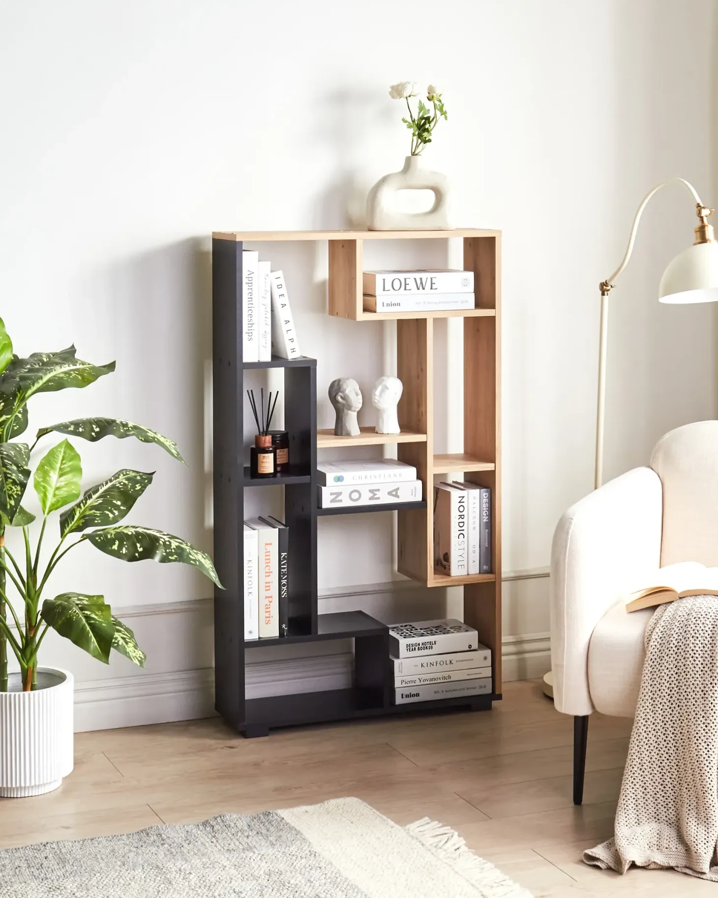 Reol ALMA 122 cm Brun/sort