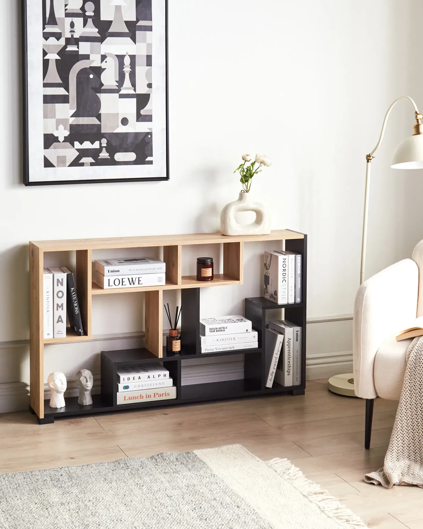 Reol ALMA 122 cm Brun/sort