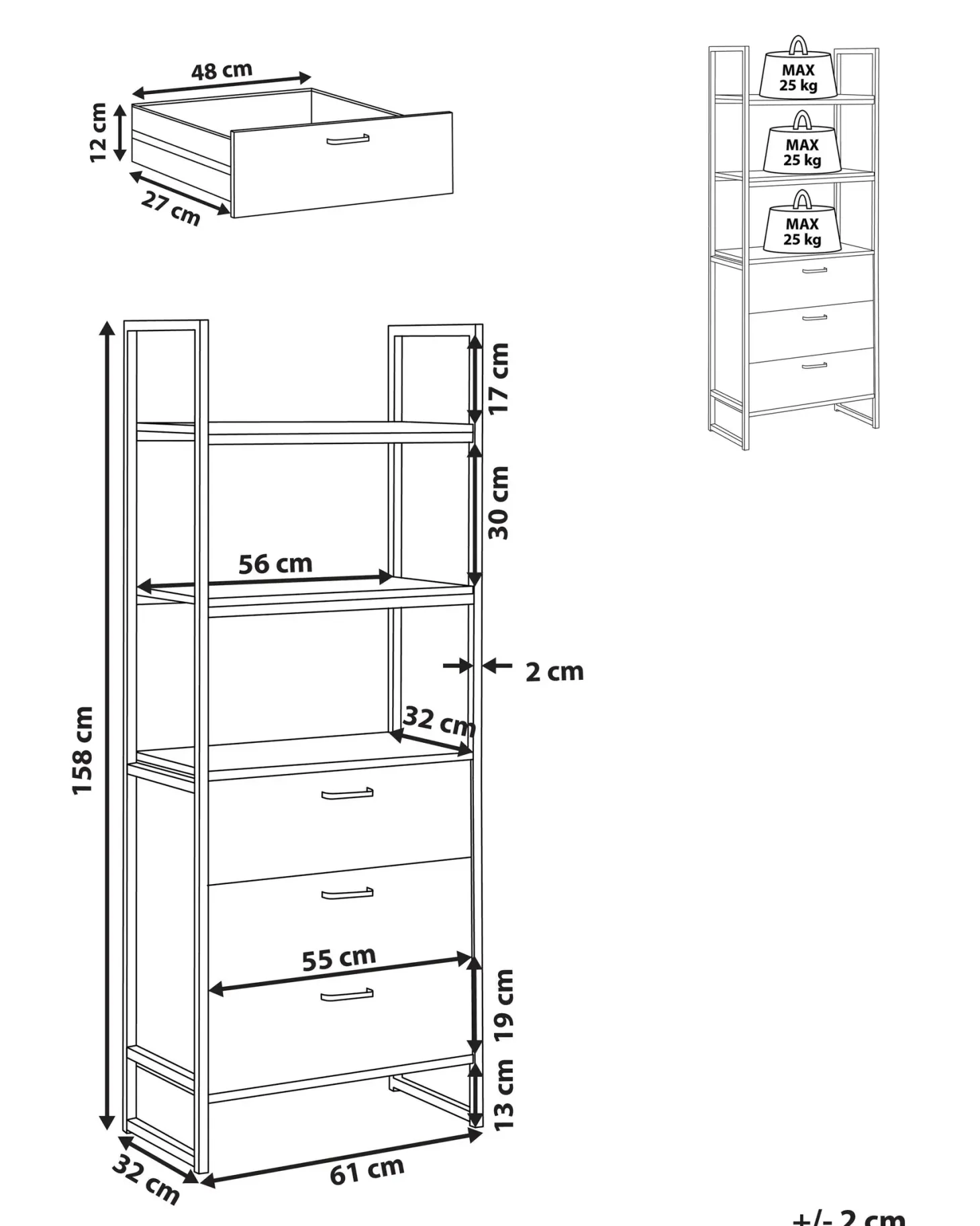 Reol TIFTON 158 cm Mørkebrun