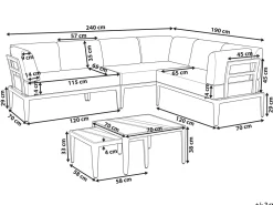 RIMA III 6 personers Have-hjørnesofasæt Venstrevendt Beige Metal