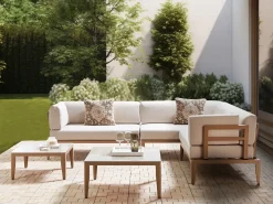 RIMA III 6 personers Have-hjørnesofasæt Venstrevendt Lys Beige Metal