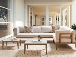 RIMA III 6 personers Have-hjørnesofasæt Venstrevendt Lys Beige Metal