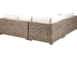 RINELLA 5 personers Have-hjørnesofa med fodskammel Grå Rattan