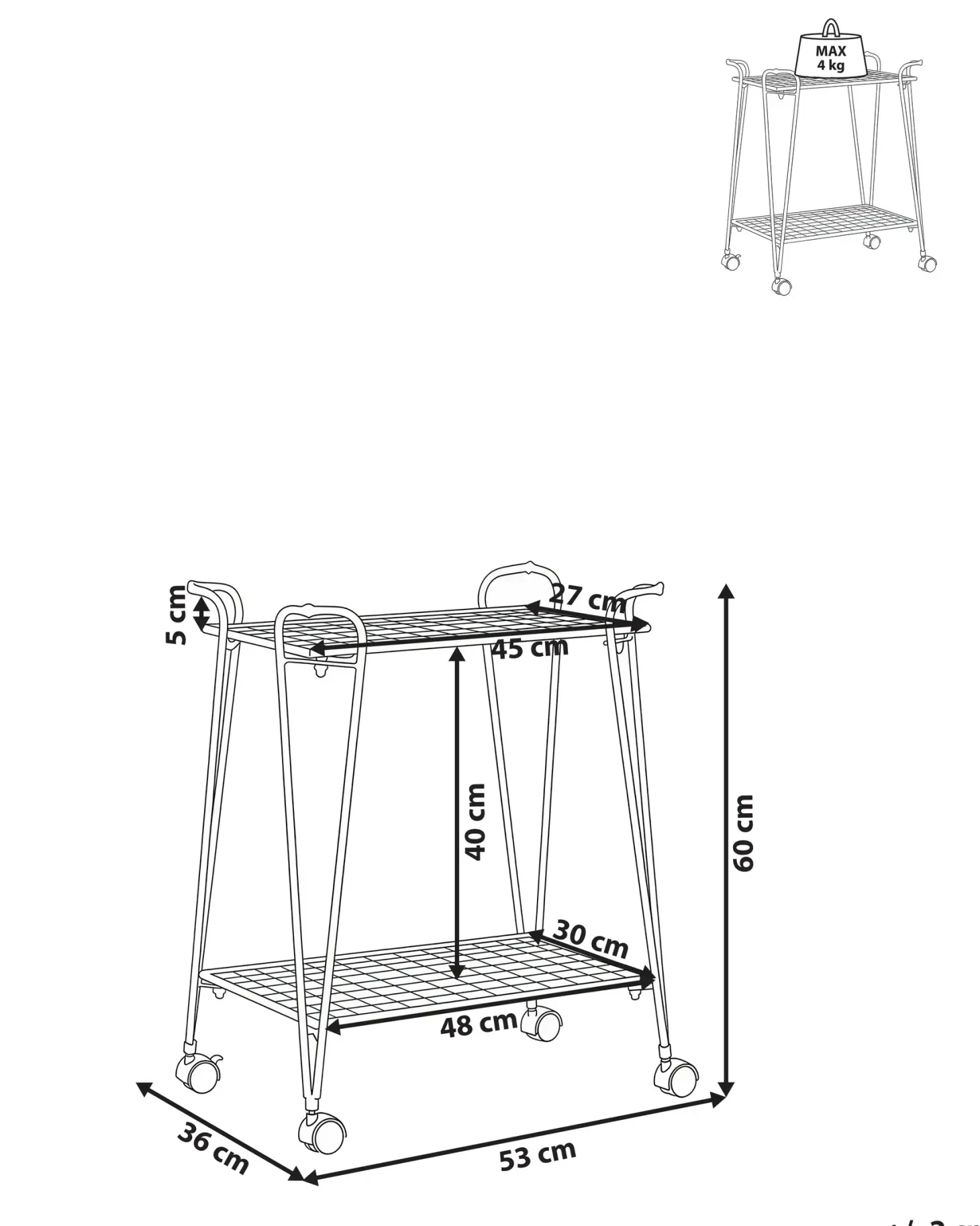 Rullebord YUMBILLA Metal Hvid med hjul