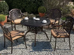 SALENTO 4 personers Havemøbelsæt Mørkebrun Metal med parasol (16 variant)