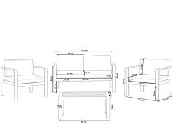 SALERNO 4 personers Loungesæt med bord Mørkegrå Metal