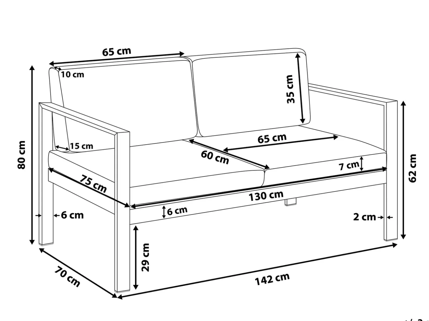 SALERNO 4 personers Loungesæt med bord Mørkegrå Metal