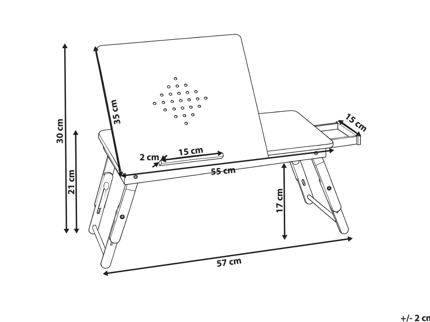 Sammenklappelig bord til bærbar computer ORGE Lysebrun 57 cm 35 cm