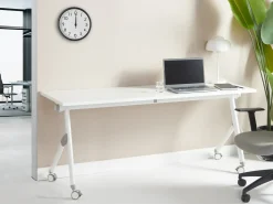 Sammenklappeligt skrivebord BENDI Hvid 180 cm 60 cm med hjul
