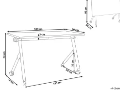 Sammenklappeligt skrivebord BENDI Hvid 180 cm 60 cm med hjul