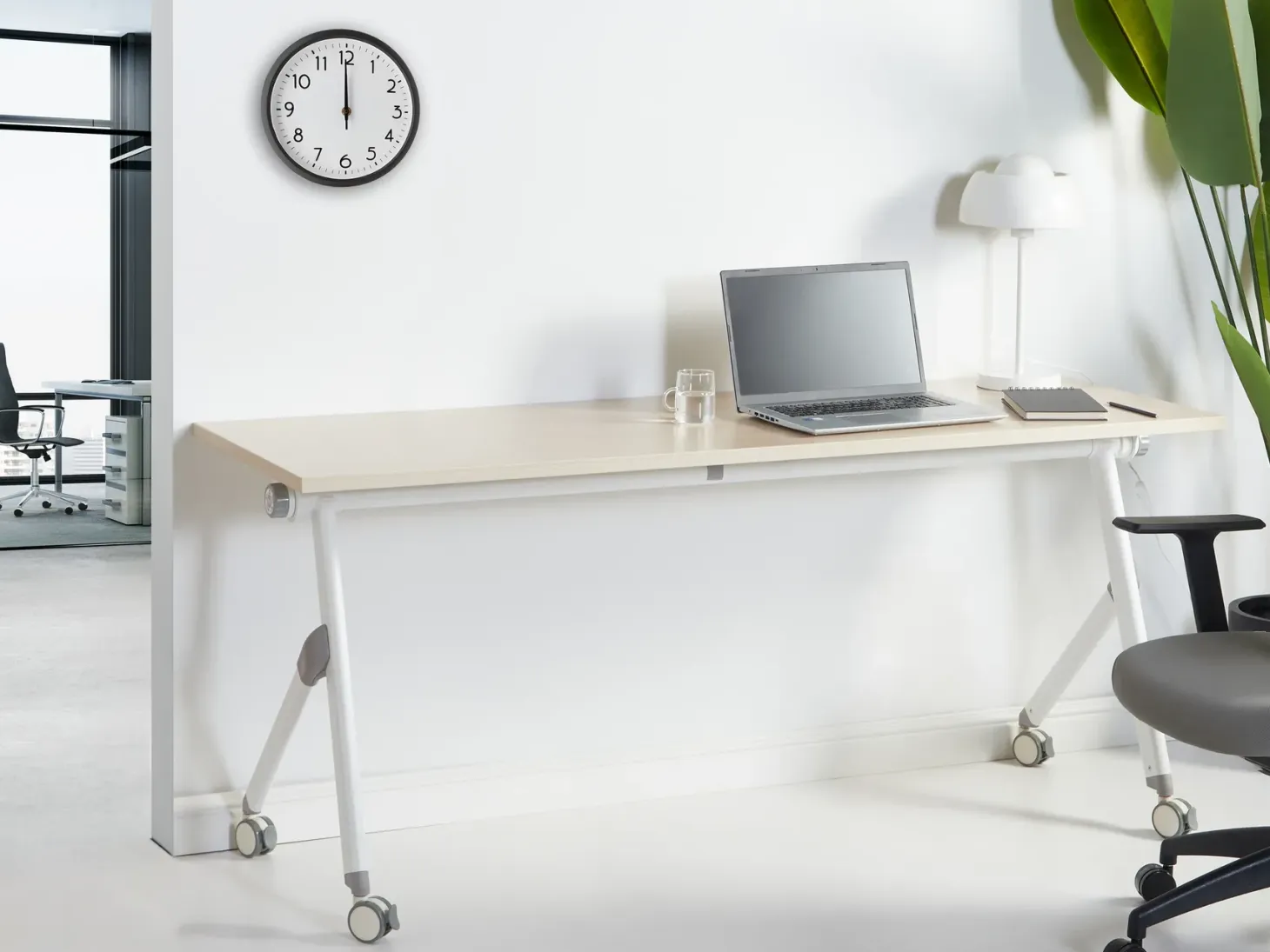 Sammenklappeligt skrivebord BENDI Lysebrun 180 cm 60 cm med hjul