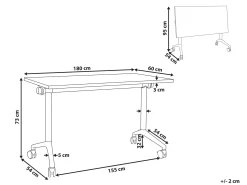 Sammenklappeligt skrivebord CAVI Hvid 180 cm 60 cm med hjul
