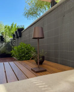 SAMPIERI 2 personers Havesofa med bord Lysebrun Metal