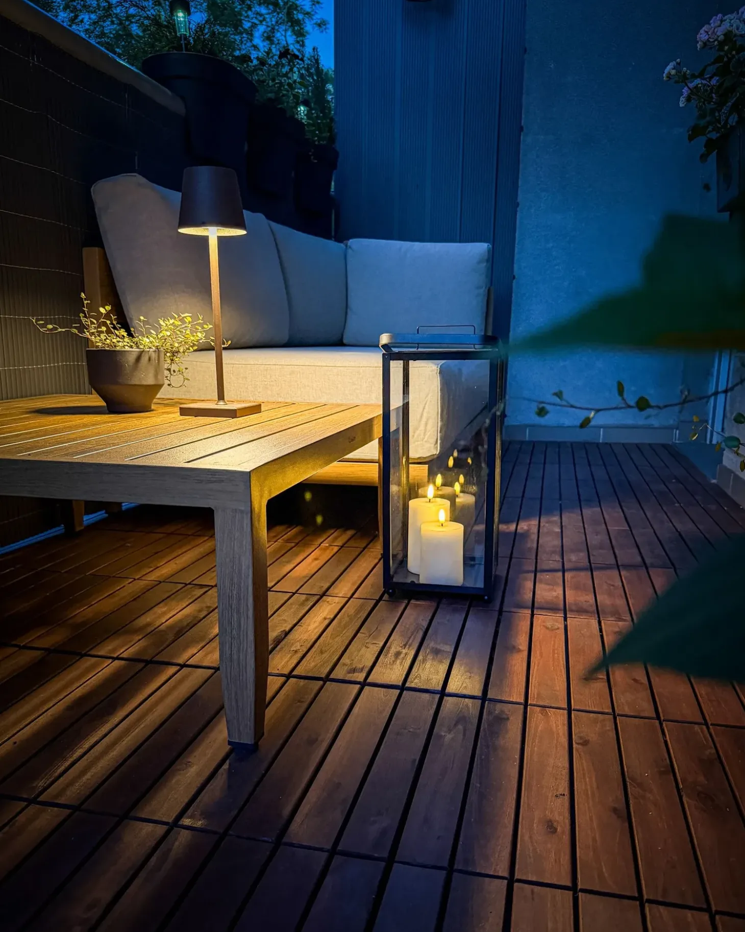 SAMPIERI 2 personers Havesofa med bord Lysebrun Metal