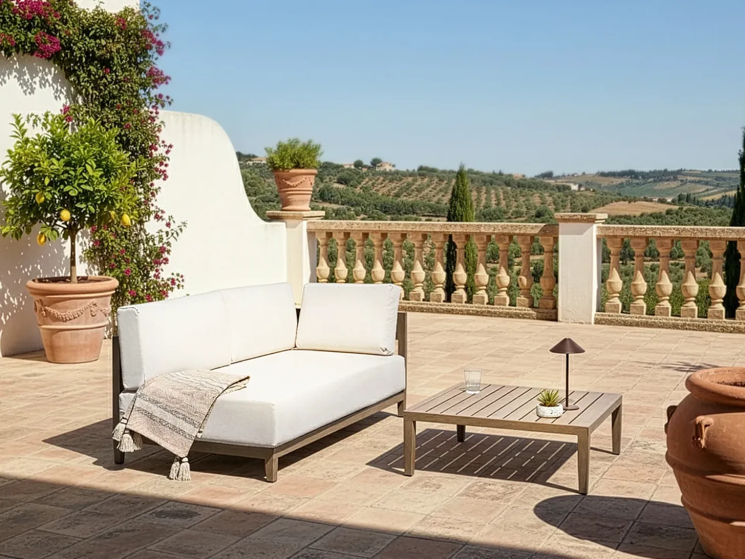 SAMPIERI 2 personers Havesofa med bord Brun Metal