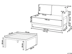 SAMPIERI 2 personers Havesofa med bord Brun Metal