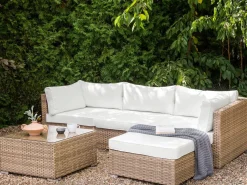 SANO 4 personers Have-hjørnesofasæt Venstrevendt Naturlig PE-rattan