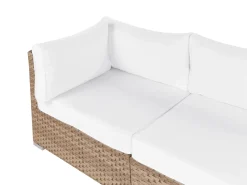 SANO 4 personers Have-hjørnesofasæt Højrevendt Naturlig PE-rattan