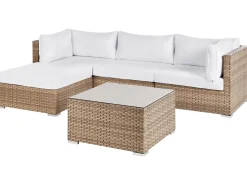 SANO 4 personers Have-hjørnesofasæt Højrevendt Naturlig PE-rattan