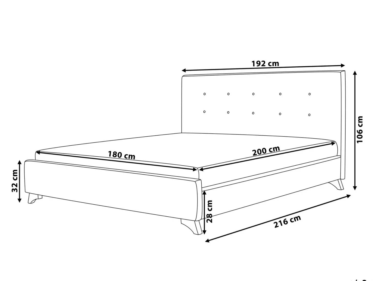 Seng AMBASSADOR 180 x 200 cm Sort