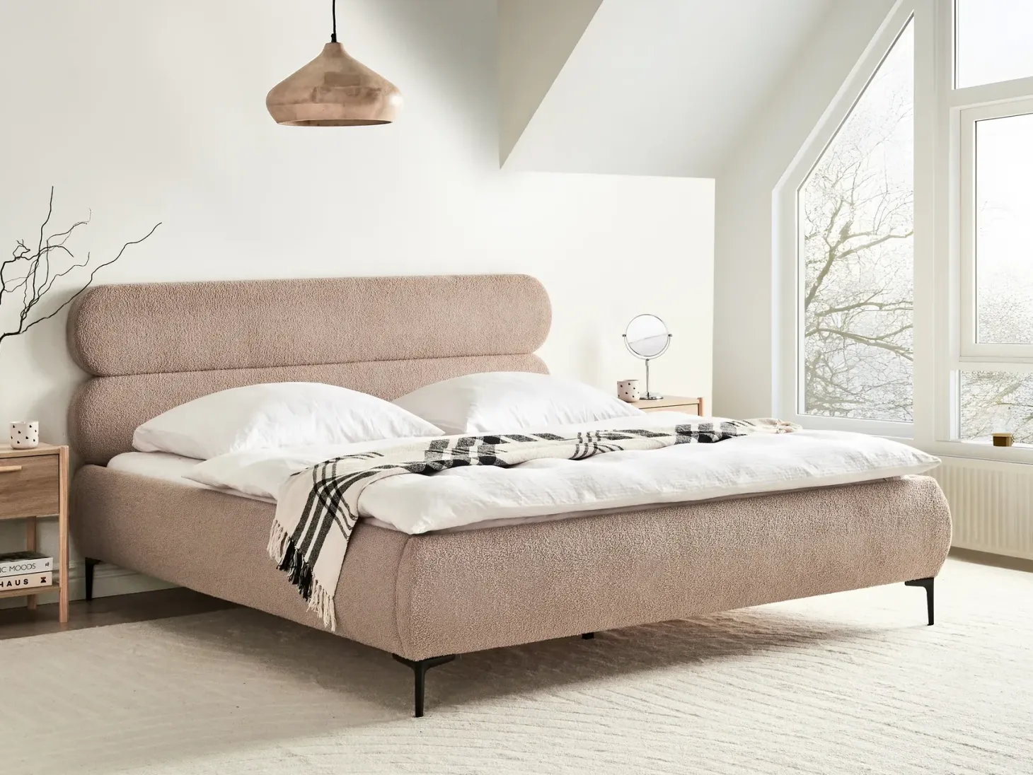 Seng Boucle LESSAY 180 x 200 cm Brungrå