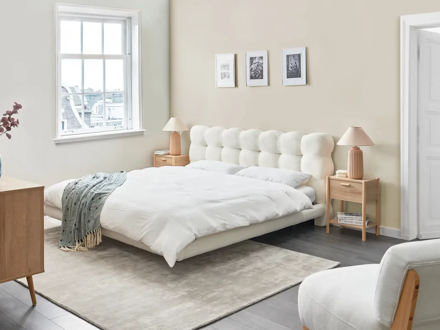 Seng Boucle SOULISSE 180 x 200 cm Cremehvid