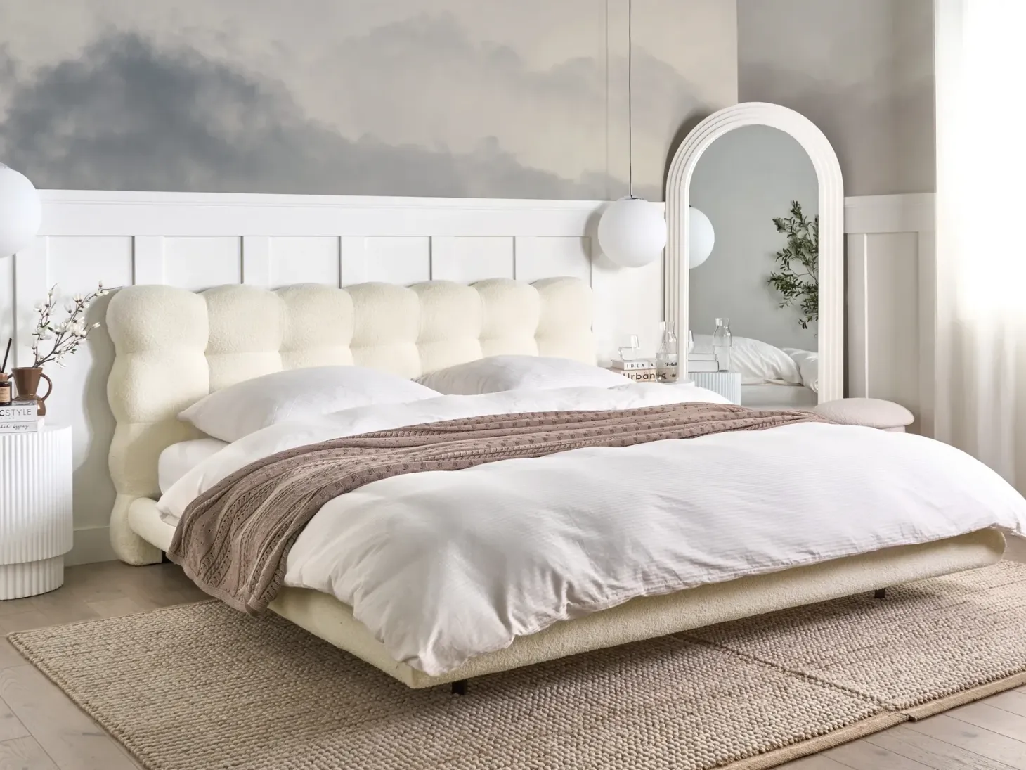 Seng Boucle SOULISSE 180 x 200 cm Cremehvid