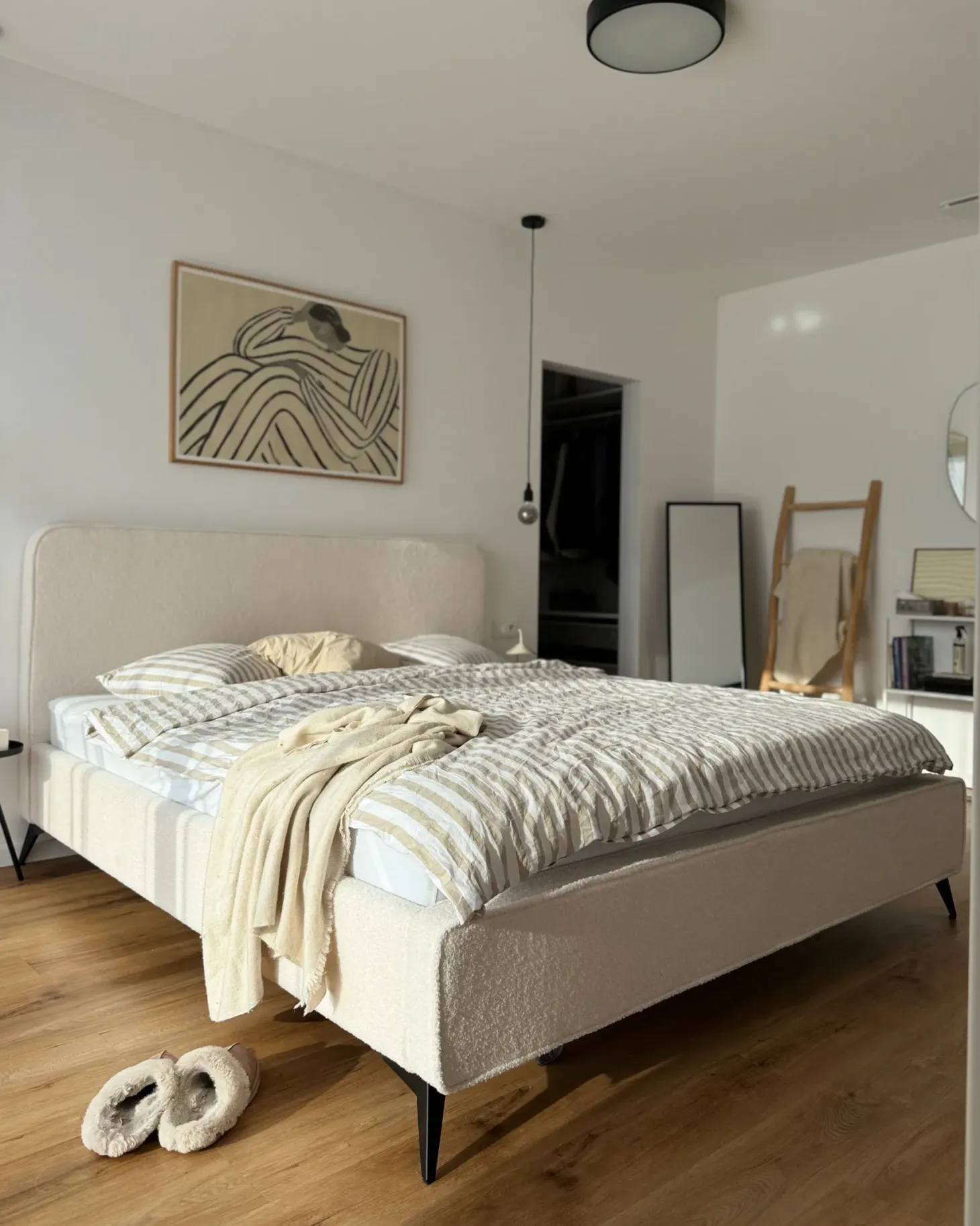 Seng Boucle VALOGNES 180 x 200 cm Cremehvid