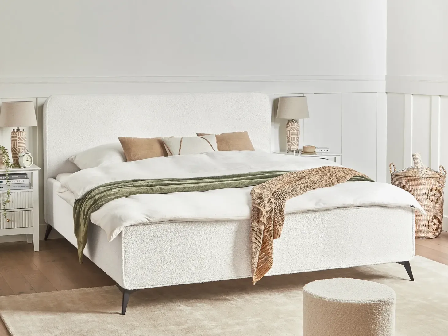 Seng Boucle VALOGNES 180 x 200 cm Cremehvid