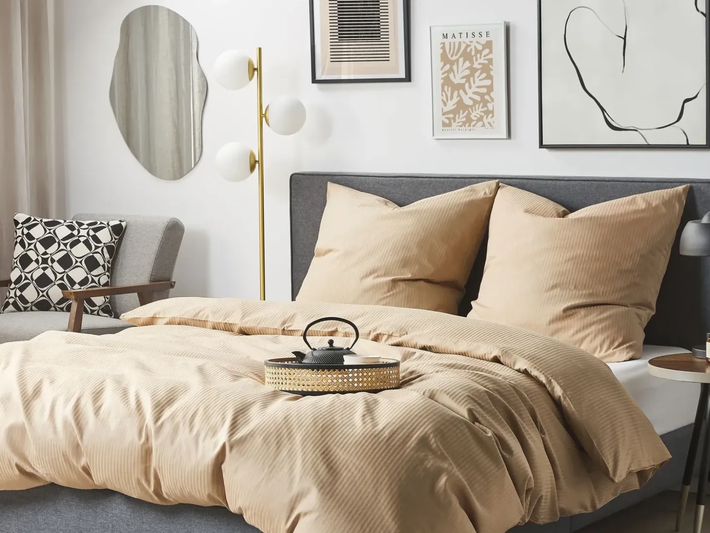 Sengetøj AVONDALE Bomulds-satin 155 x 220 cm Beige