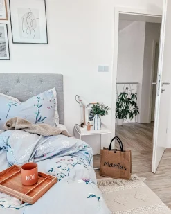 Sengetøj EVERGREEN Bomulds-satin 135 x 200 cm Himmelblå