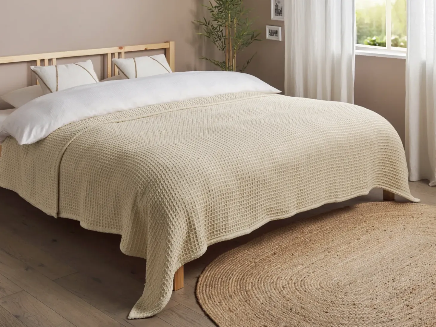 Sengetæppe CHAGYL Bomuld 220 x 240 cm Beige