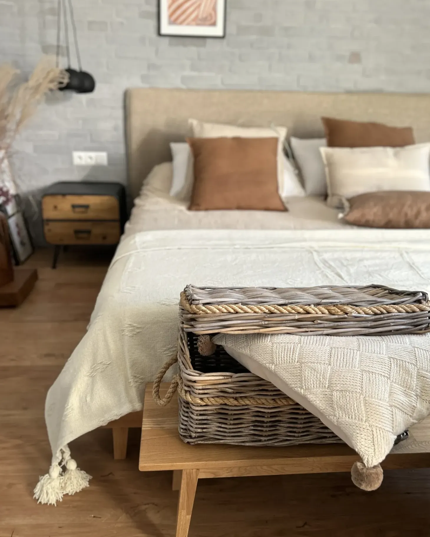 Sengetæppe KAZY Bomuld 220 x 240 cm Beige