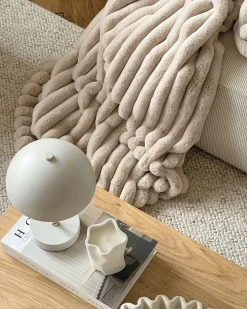 Sengetæppe RAKYA Kunstig pels 150 x 200 cm Lys Beige