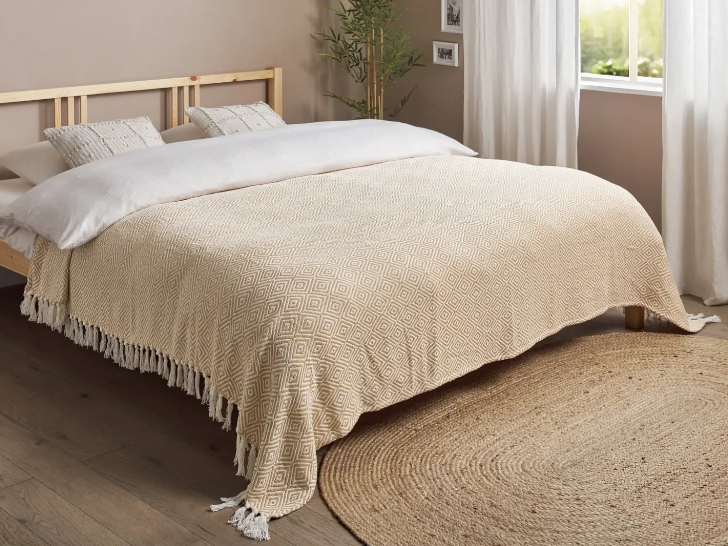 Sengetæppe TOUTLI Bomuld 200 x 220 cm Beige