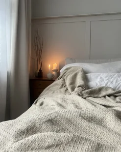 Sengetæppe YERBENT Bomuld 220 x 240 cm Brungrå