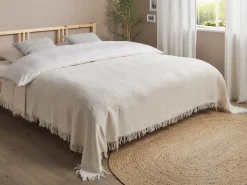 Sengetæppe YERBENT Bomuld 220 x 240 cm Cremehvid