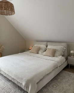 Seng Fløjl MELLE 180 x 200 cm Lys Beige