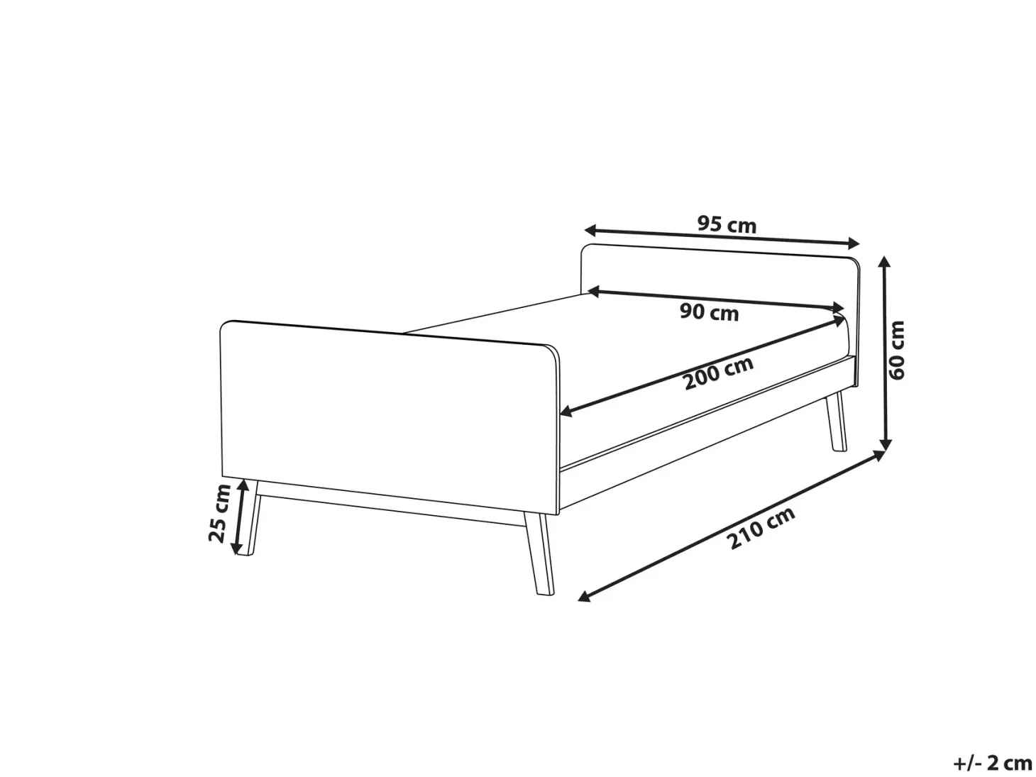 Seng Fyretræ BONNAC 90 x 200 cm Lysebrun