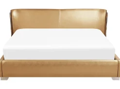 Seng Ægte læder PARIS 180 x 200 cm Guld