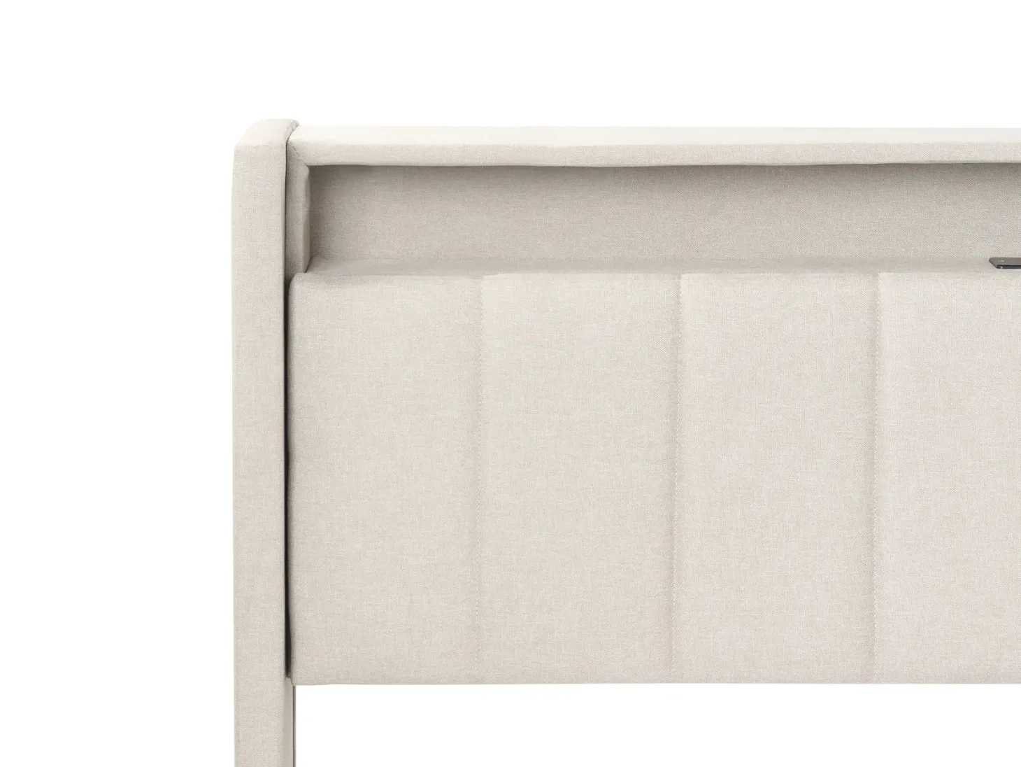 Seng med LED BEAULIEU 180 x 200 cm med opbevaring med USB-port Beige