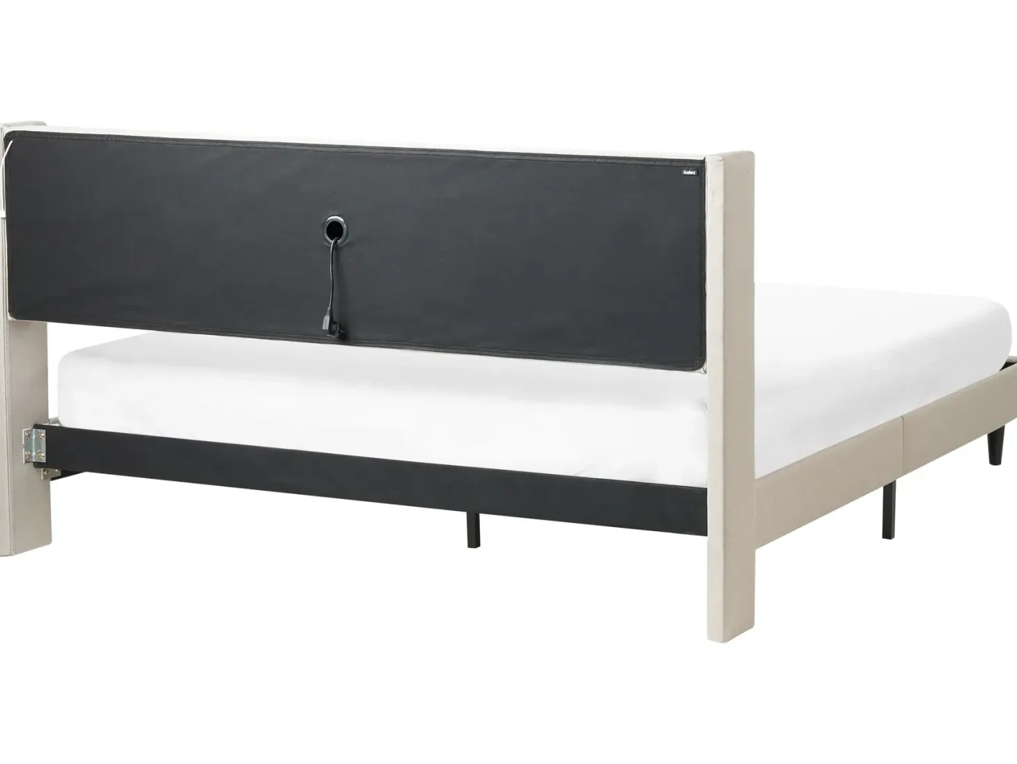 Seng med LED BEAULIEU 180 x 200 cm med opbevaring med USB-port Beige