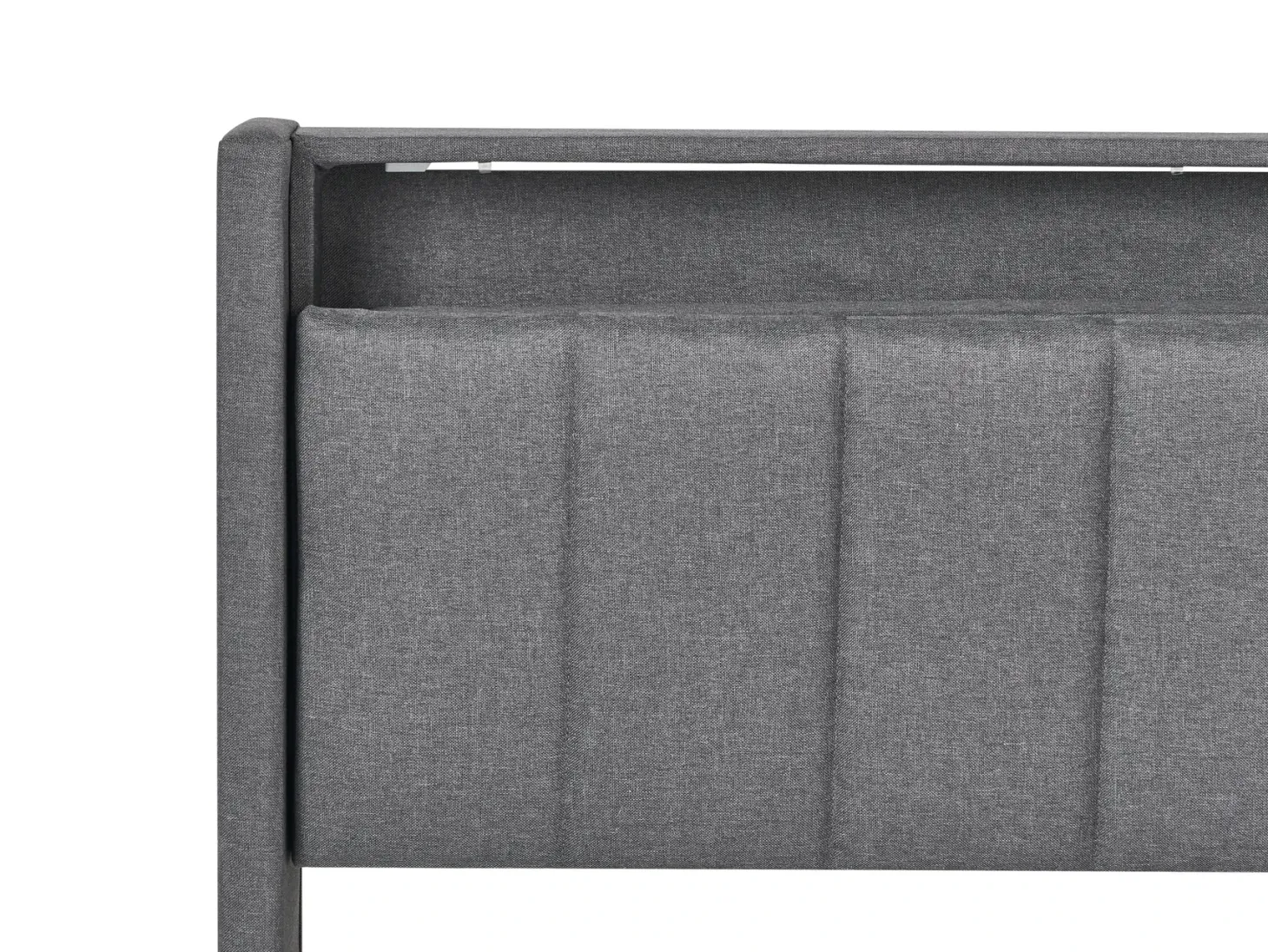 Seng med LED BEAULIEU 180 x 200 cm med opbevaring med USB-port Mørkegrå