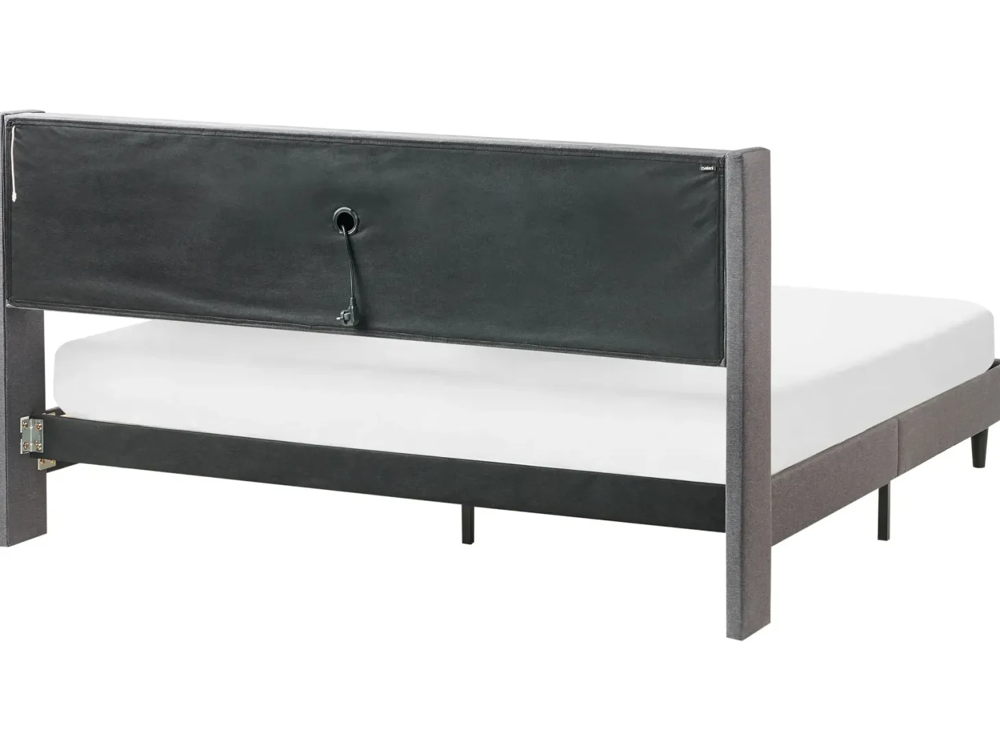 Seng med LED BEAULIEU 180 x 200 cm med opbevaring med USB-port Mørkegrå