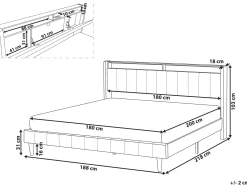 Seng med LED BEAULIEU 180 x 200 cm med opbevaring med USB-port Mørkegrå