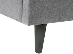 Seng med LED BEAULIEU 180 x 200 cm med opbevaring med USB-port Mørkegrå