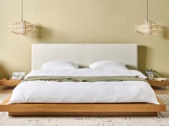 Seng med LED Boucle ZEN 180 x 200 cm LED Naturlig ask