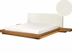 Seng med LED Boucle ZEN 180 x 200 cm LED Naturlig ask