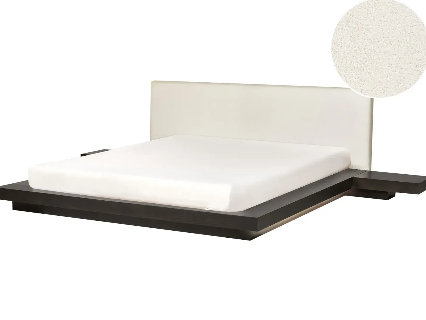 Seng med LED Boucle ZEN 180 x 200 cm LED Mørk ask